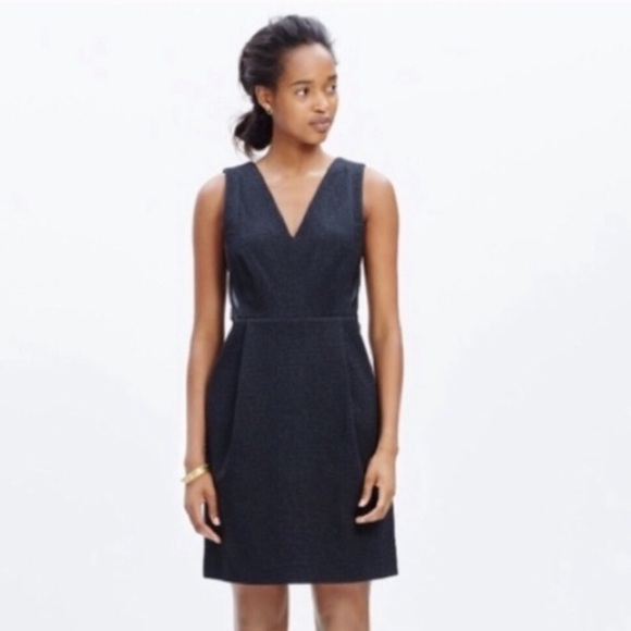 NWT Madewell leather inset low back ponte dress - Picture 2 of 8